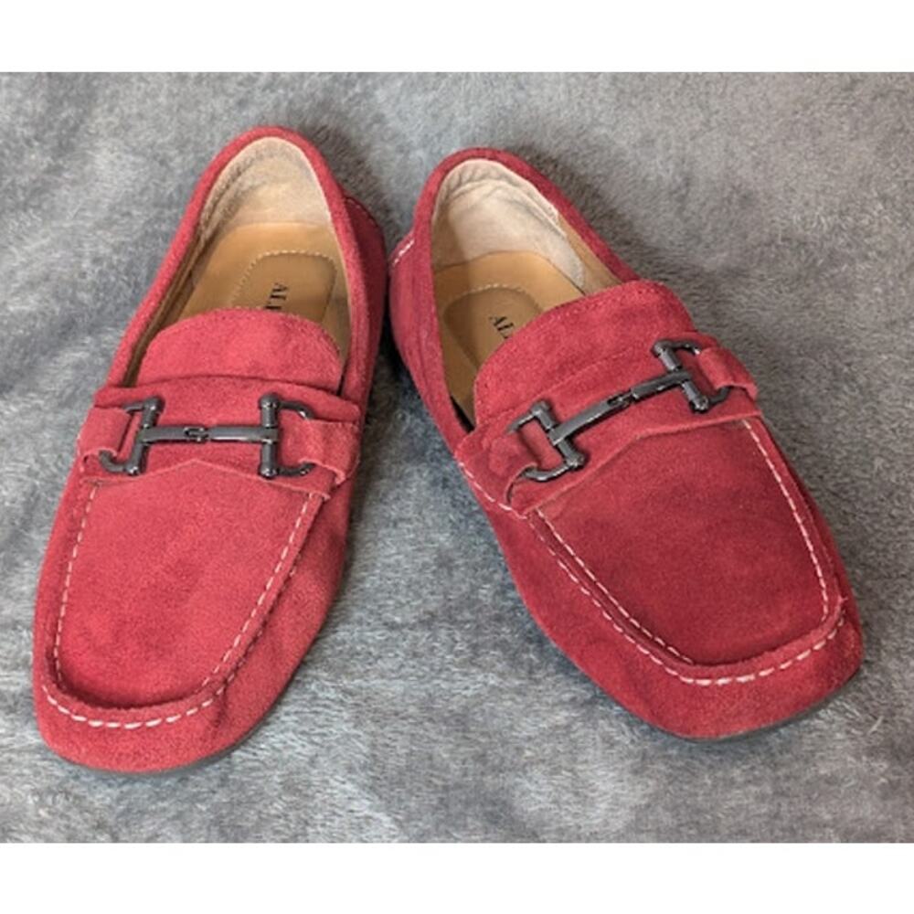 ALFANI JAMES Men’s Red Suede Loafers Classic Driving Moccasins Size 11